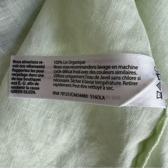 Eileen Fisher Mint Green Short Drop Sleeve Boxy Relaxed Blouse 100% Linen Size M - Picture 7 of 10